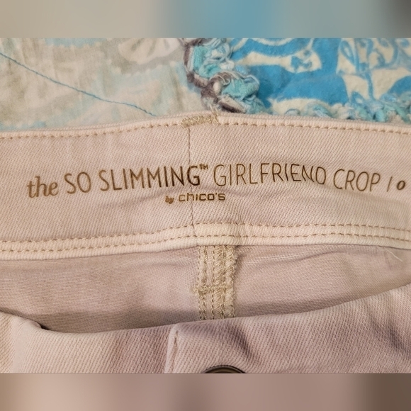 Chico's So Slimming Girlfriend Crop women's Cream colored jeans Size 0 crop - Picture 5 of 6